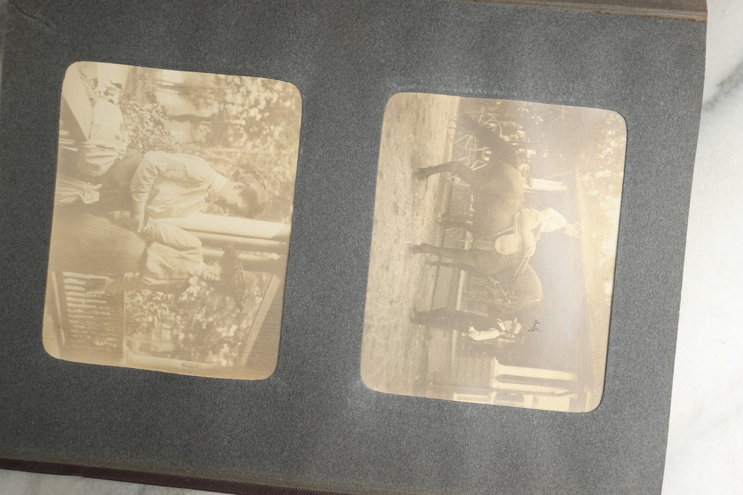 Lot 116 - Antique Snapshot Photo Album, Containing Approximately 100 Photographs, Including Ladies Golfing, Leisure Time Outdoors, Wedding Photos, Ice Skating And Hockey, Dogs, And More, Circa 1905