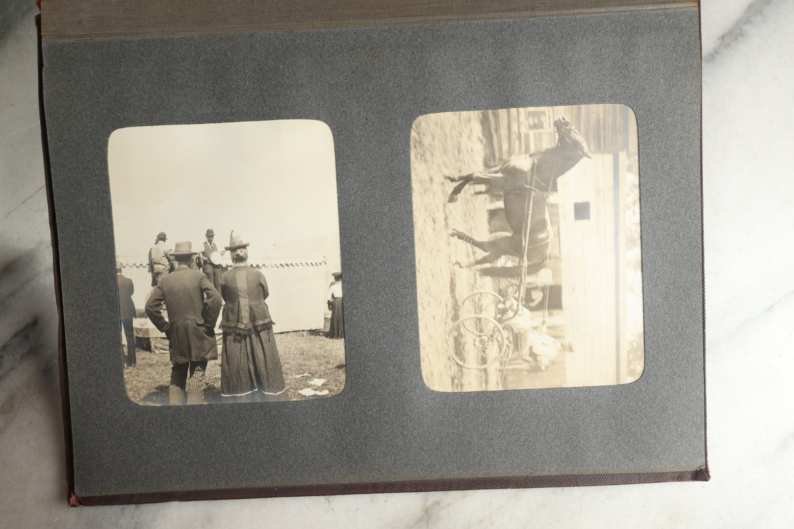 Lot 116 - Antique Snapshot Photo Album, Containing Approximately 100 Photographs, Including Ladies Golfing, Leisure Time Outdoors, Wedding Photos, Ice Skating And Hockey, Dogs, And More, Circa 1905