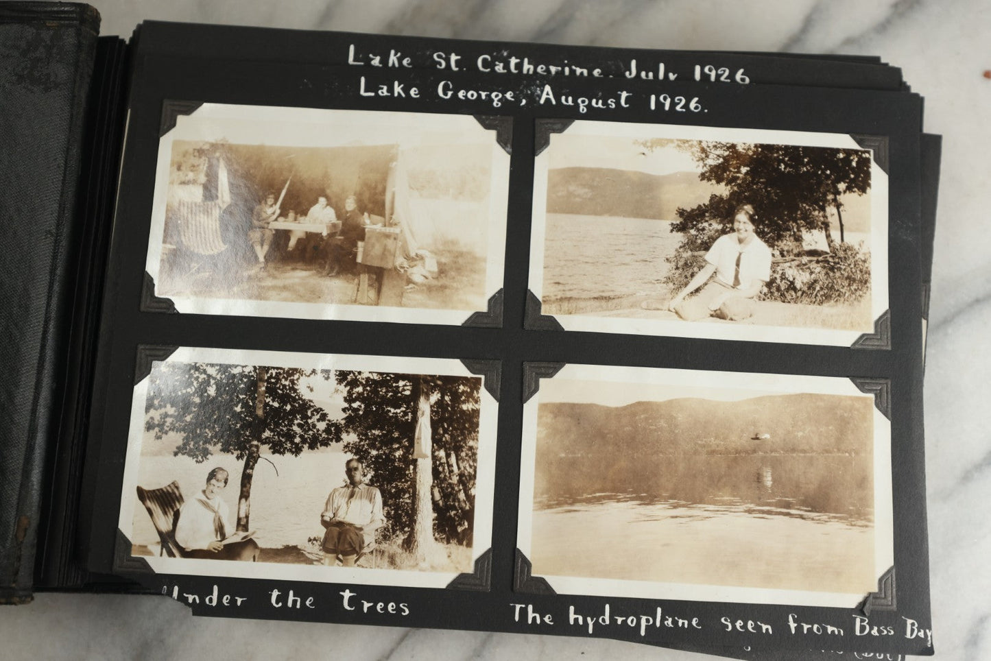 Lot 117 - Antique Snapshot Photo Album, Containing Approximately 150 Photographs With Captions, Including High School Seniors, Camping Trips, Flappers, People In Swimwear, Canoeing, And More, Circa 1925