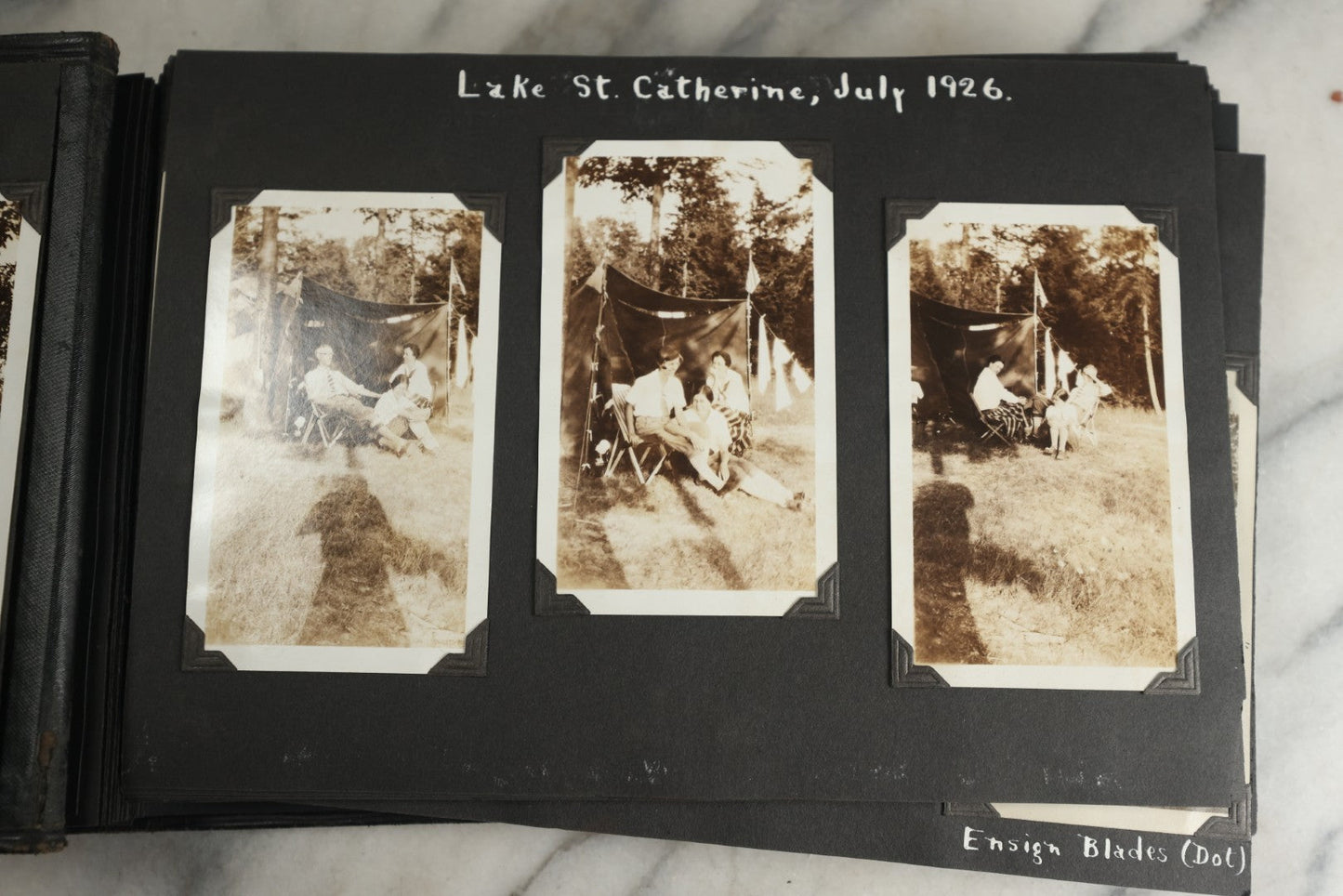 Lot 117 - Antique Snapshot Photo Album, Containing Approximately 150 Photographs With Captions, Including High School Seniors, Camping Trips, Flappers, People In Swimwear, Canoeing, And More, Circa 1925