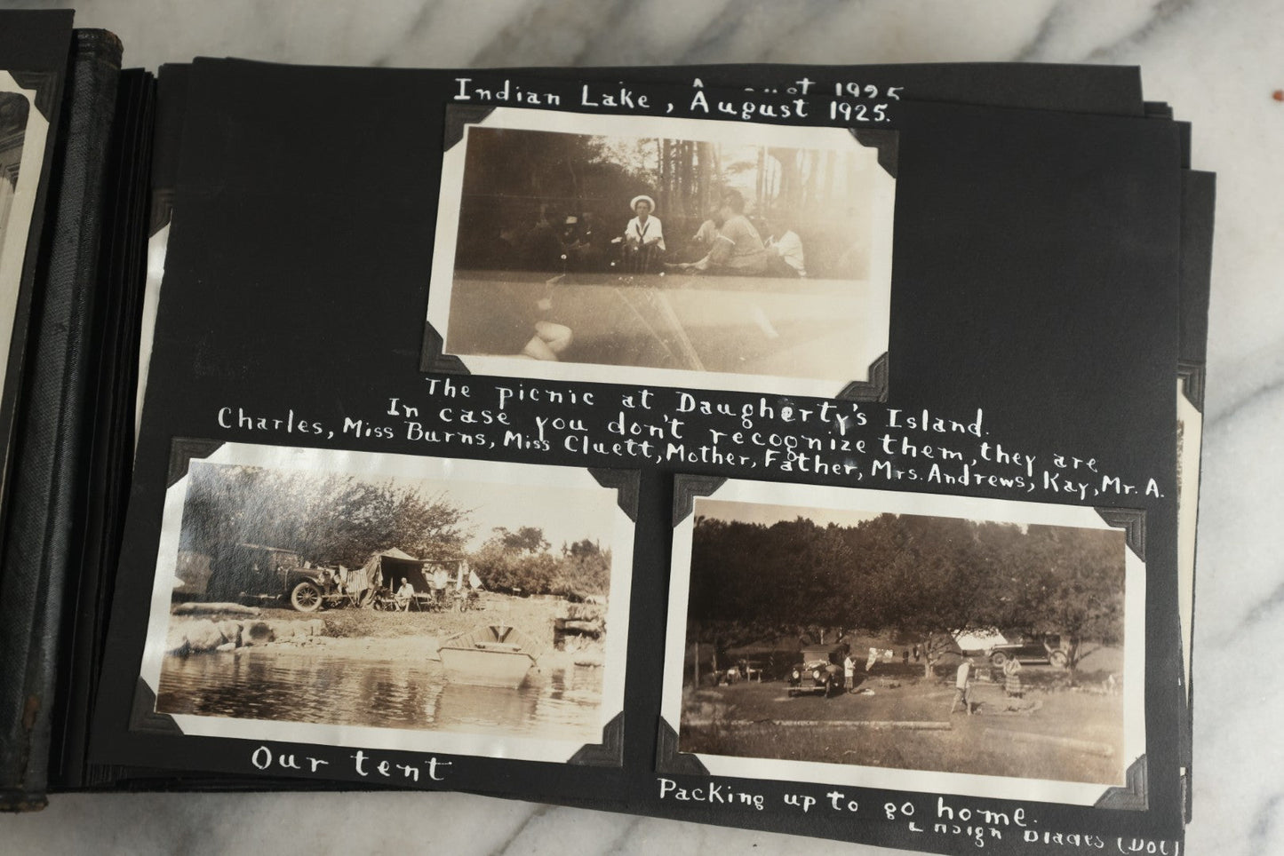 Lot 117 - Antique Snapshot Photo Album, Containing Approximately 150 Photographs With Captions, Including High School Seniors, Camping Trips, Flappers, People In Swimwear, Canoeing, And More, Circa 1925