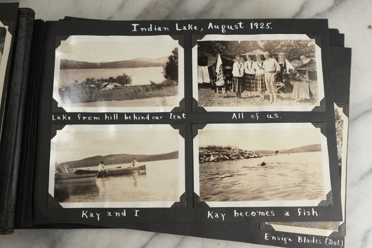 Lot 117 - Antique Snapshot Photo Album, Containing Approximately 150 Photographs With Captions, Including High School Seniors, Camping Trips, Flappers, People In Swimwear, Canoeing, And More, Circa 1925