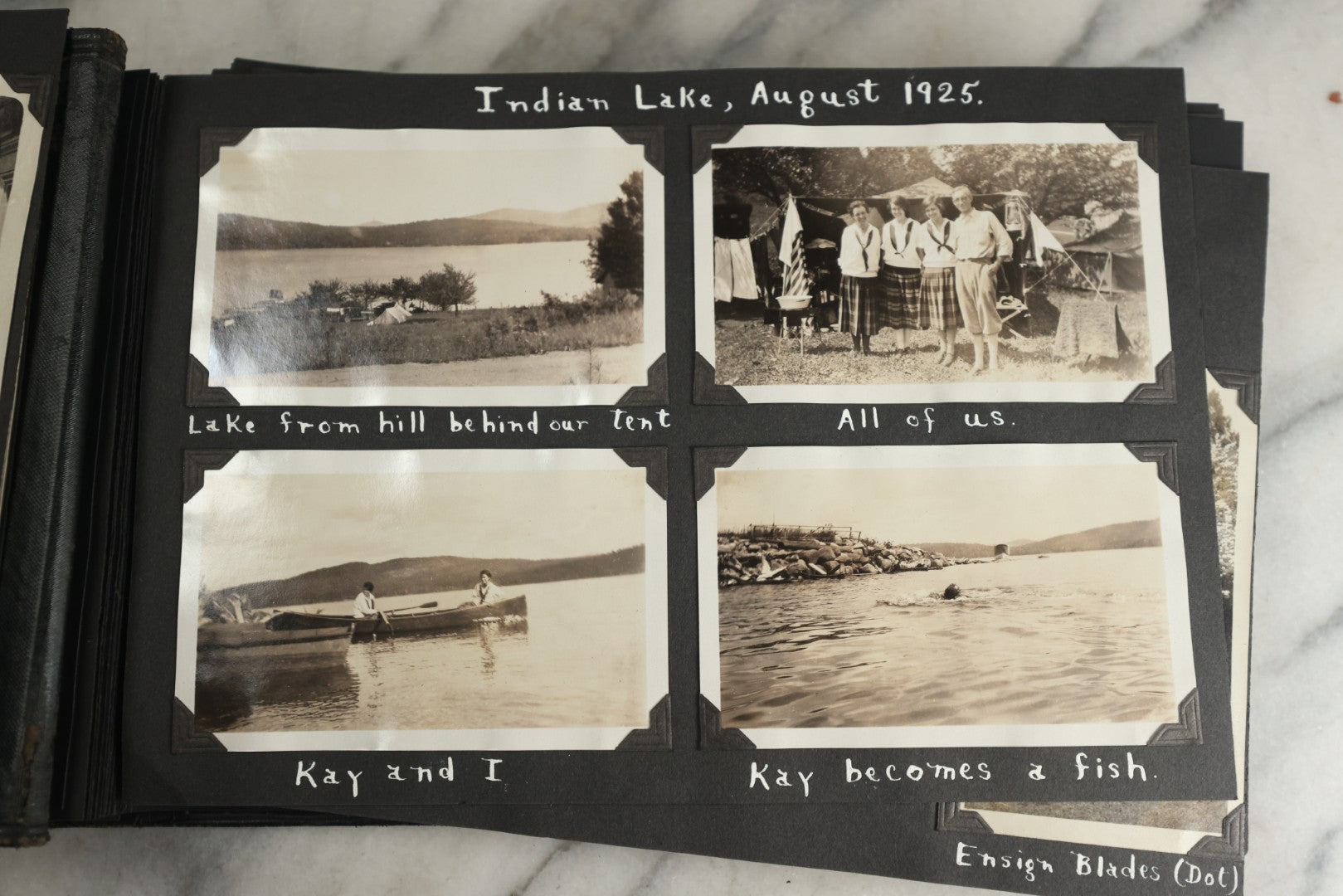 Lot 117 - Antique Snapshot Photo Album, Containing Approximately 150 Photographs With Captions, Including High School Seniors, Camping Trips, Flappers, People In Swimwear, Canoeing, And More, Circa 1925