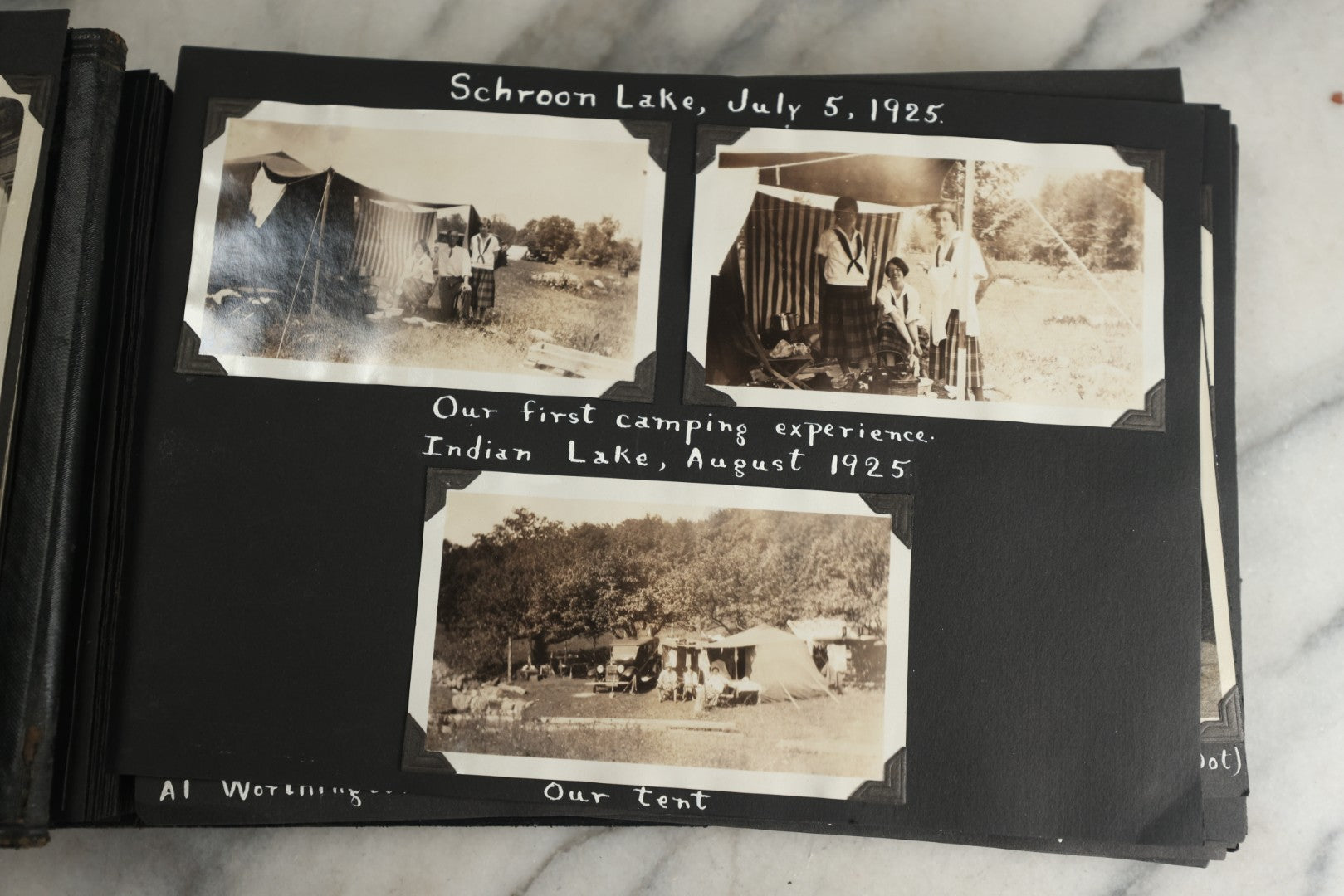 Lot 117 - Antique Snapshot Photo Album, Containing Approximately 150 Photographs With Captions, Including High School Seniors, Camping Trips, Flappers, People In Swimwear, Canoeing, And More, Circa 1925