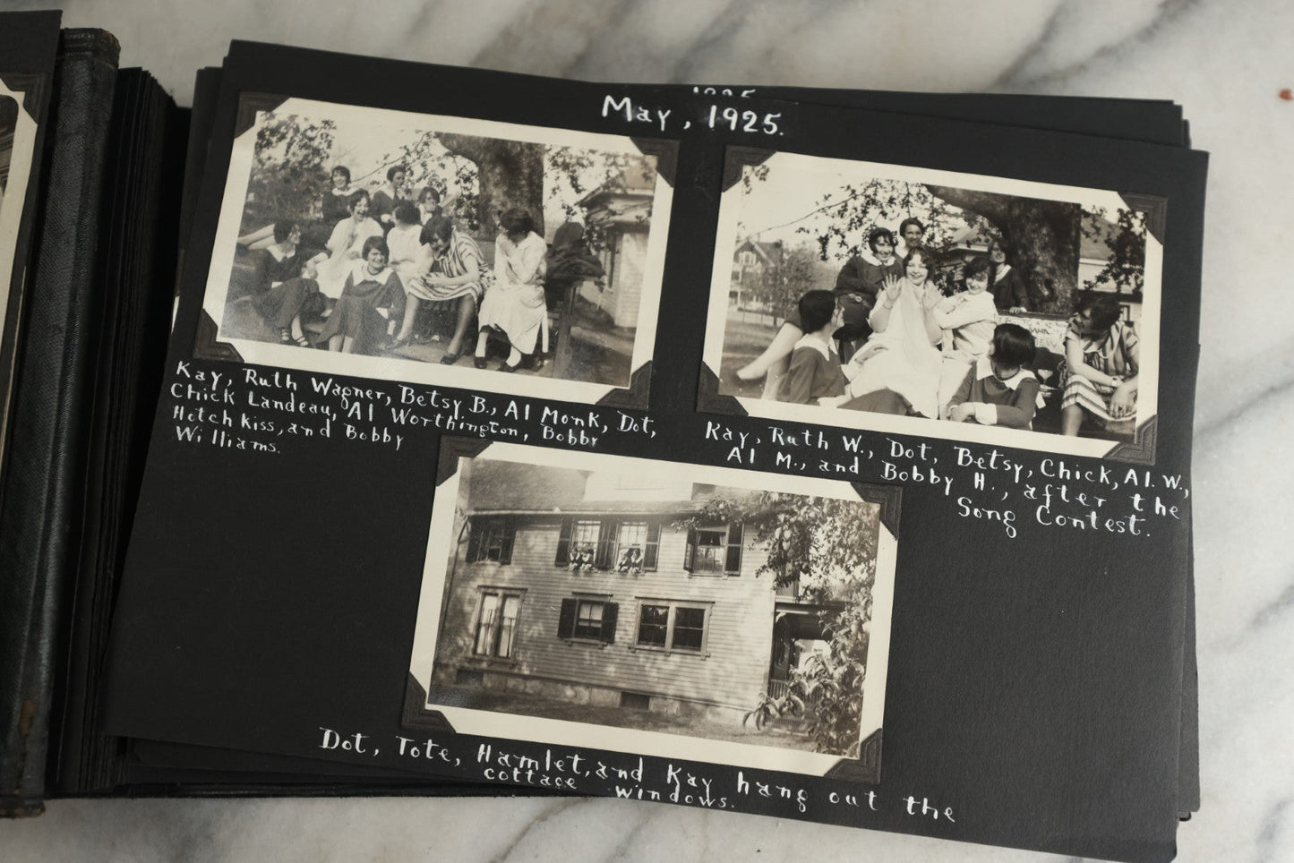 Lot 117 - Antique Snapshot Photo Album, Containing Approximately 150 Photographs With Captions, Including High School Seniors, Camping Trips, Flappers, People In Swimwear, Canoeing, And More, Circa 1925
