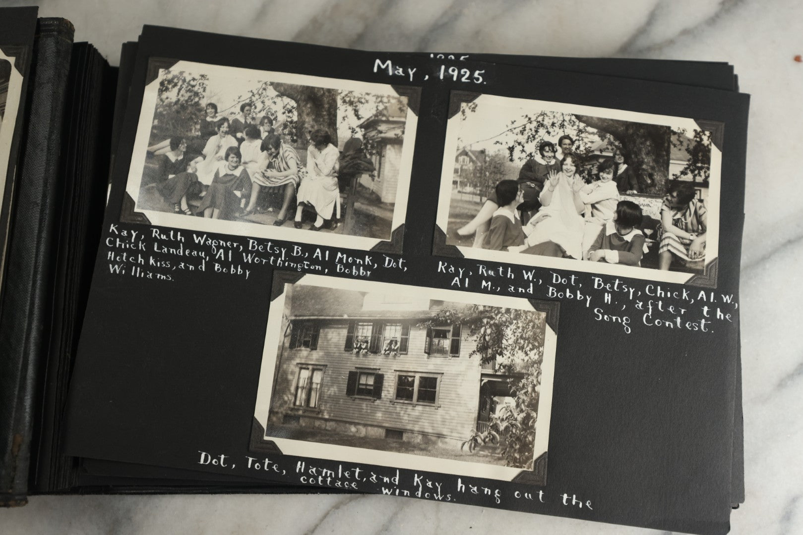 Lot 117 - Antique Snapshot Photo Album, Containing Approximately 150 Photographs With Captions, Including High School Seniors, Camping Trips, Flappers, People In Swimwear, Canoeing, And More, Circa 1925