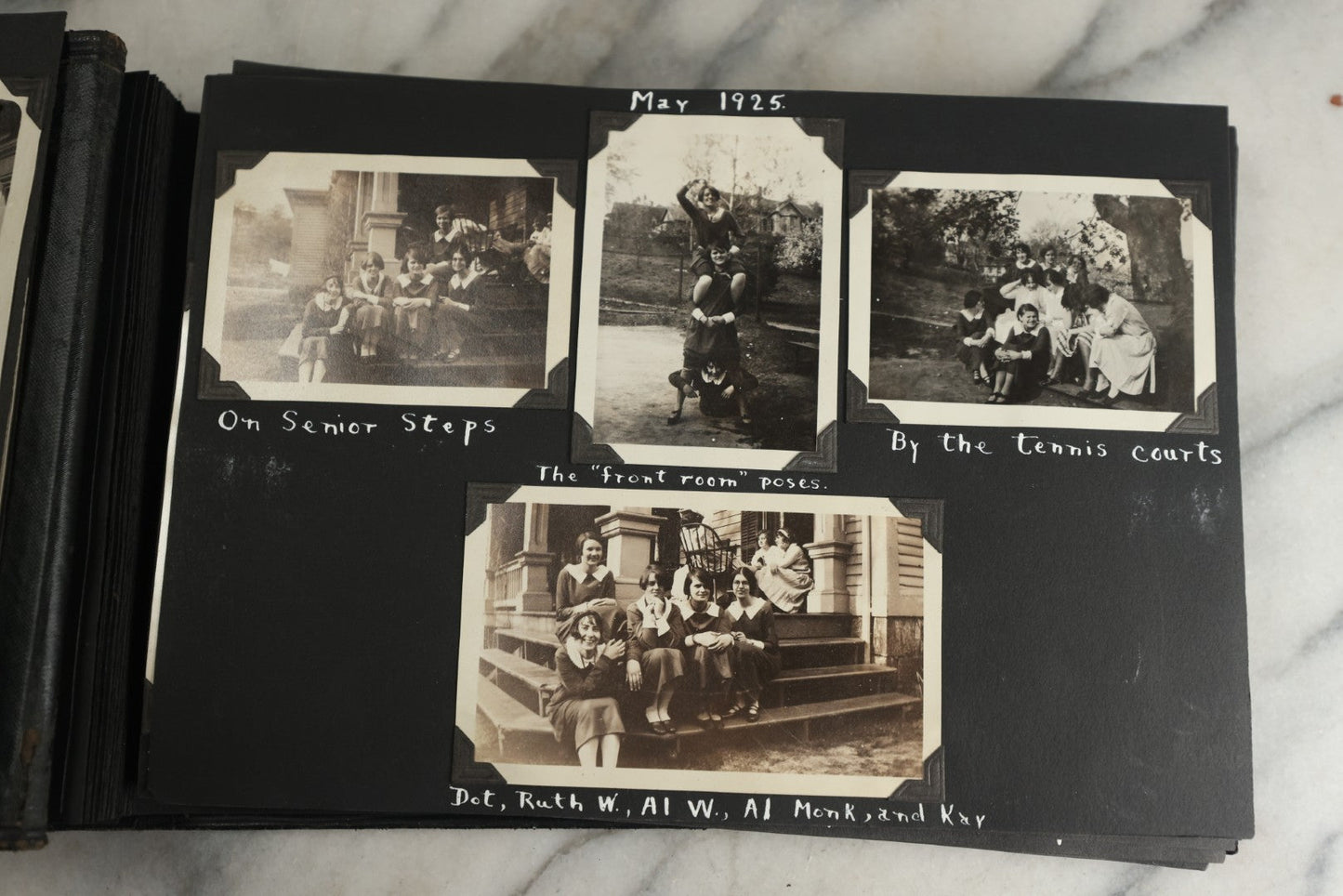 Lot 117 - Antique Snapshot Photo Album, Containing Approximately 150 Photographs With Captions, Including High School Seniors, Camping Trips, Flappers, People In Swimwear, Canoeing, And More, Circa 1925