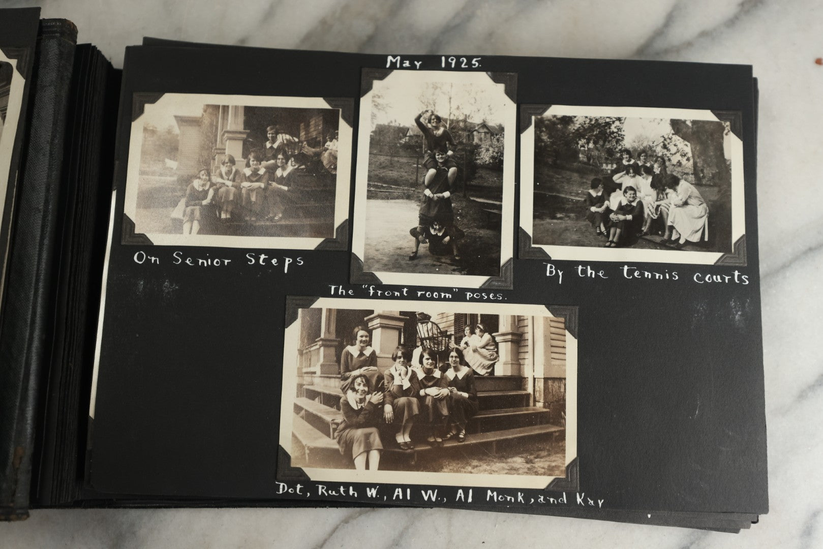Lot 117 - Antique Snapshot Photo Album, Containing Approximately 150 Photographs With Captions, Including High School Seniors, Camping Trips, Flappers, People In Swimwear, Canoeing, And More, Circa 1925