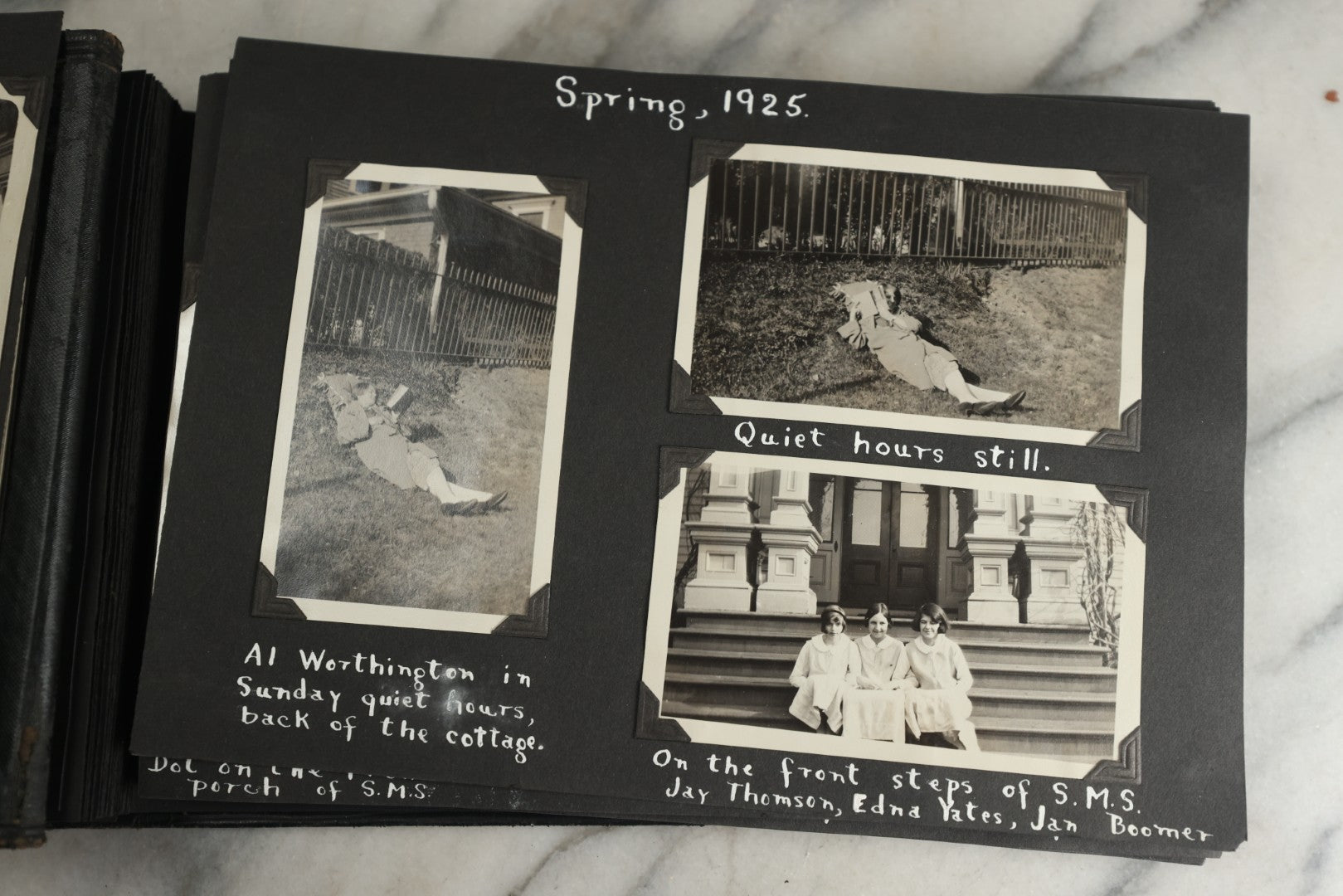 Lot 117 - Antique Snapshot Photo Album, Containing Approximately 150 Photographs With Captions, Including High School Seniors, Camping Trips, Flappers, People In Swimwear, Canoeing, And More, Circa 1925