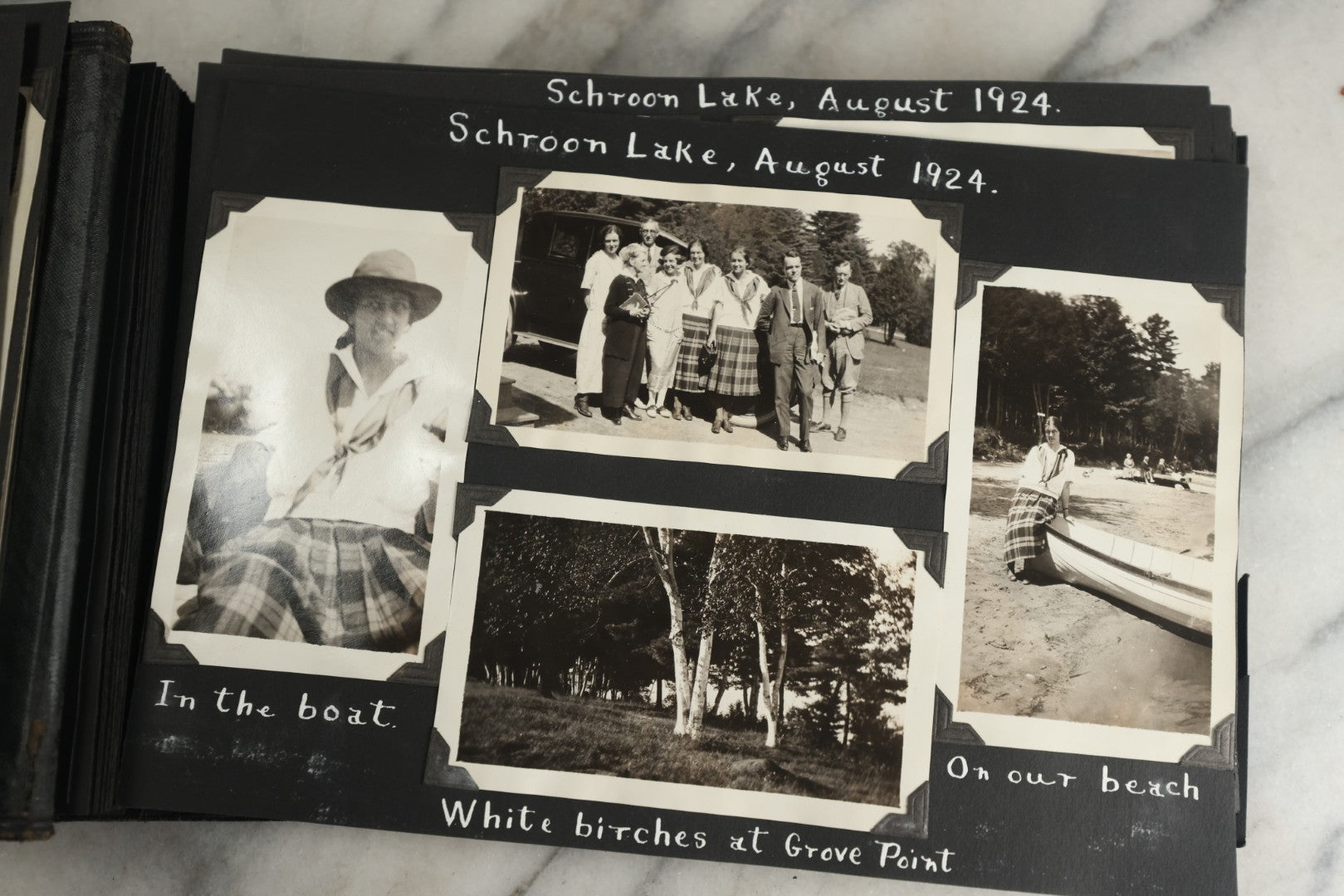Lot 117 - Antique Snapshot Photo Album, Containing Approximately 150 Photographs With Captions, Including High School Seniors, Camping Trips, Flappers, People In Swimwear, Canoeing, And More, Circa 1925