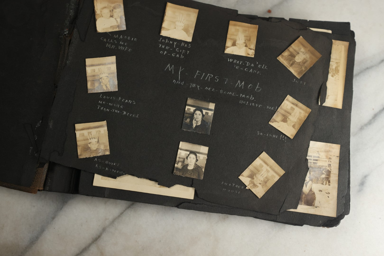 Lot 119 - Antique Snapshot Photo Album, Containing Approximately 100 Photographs With Captions, College Students, Fraternity Members, Scenes At The Beach, Early Swimwear, Circa 1915