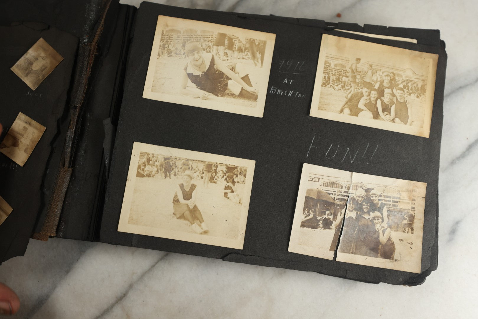 Lot 119 - Antique Snapshot Photo Album, Containing Approximately 100 Photographs With Captions, College Students, Fraternity Members, Scenes At The Beach, Early Swimwear, Circa 1915