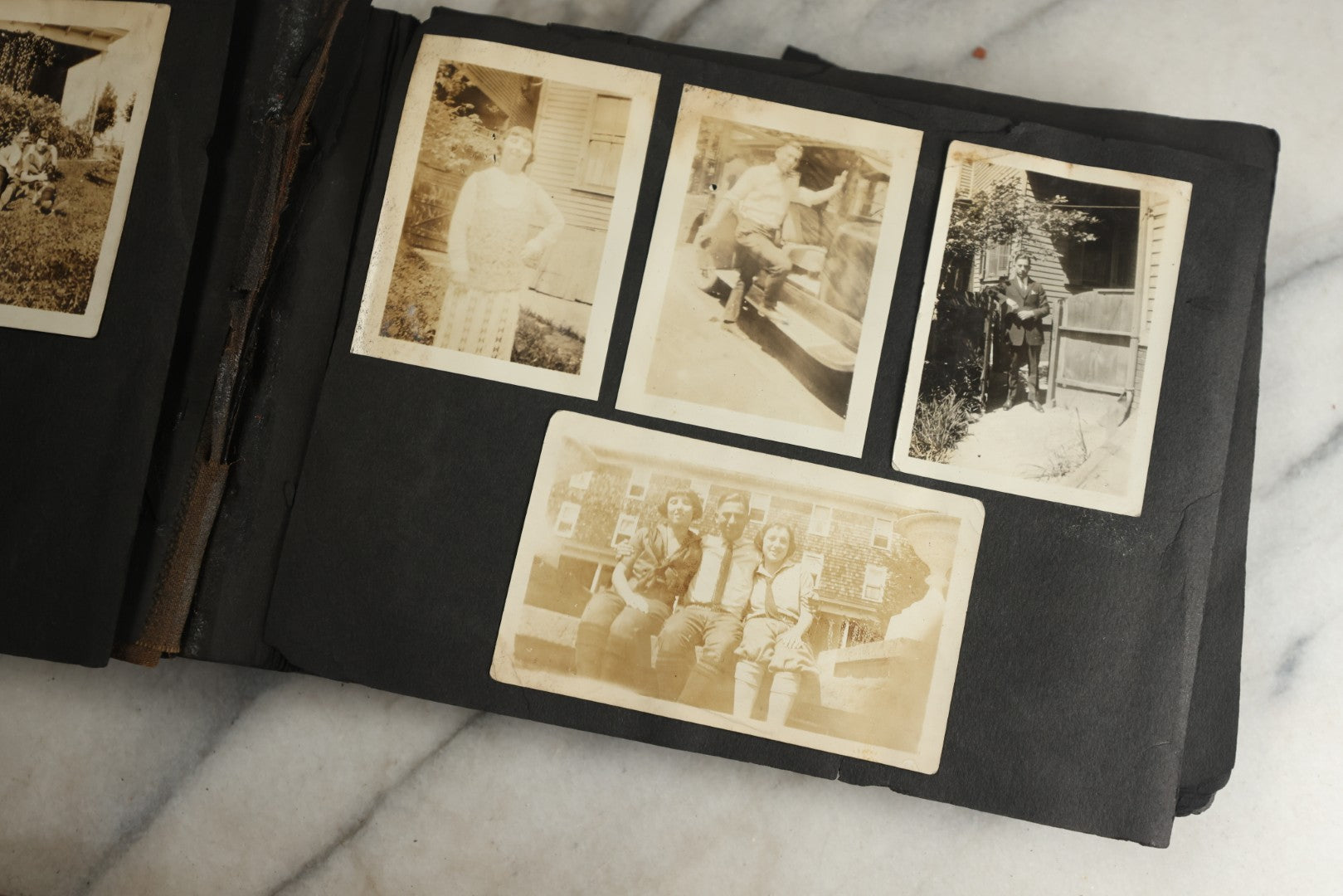Lot 119 - Antique Snapshot Photo Album, Containing Approximately 100 Photographs With Captions, College Students, Fraternity Members, Scenes At The Beach, Early Swimwear, Circa 1915