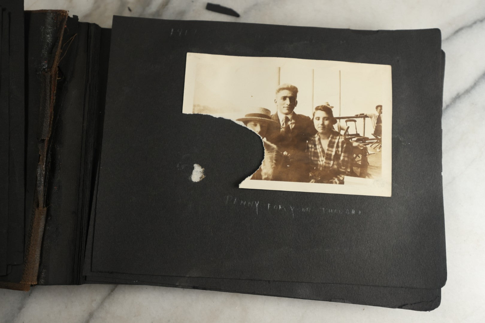 Lot 119 - Antique Snapshot Photo Album, Containing Approximately 100 Photographs With Captions, College Students, Fraternity Members, Scenes At The Beach, Early Swimwear, Circa 1915