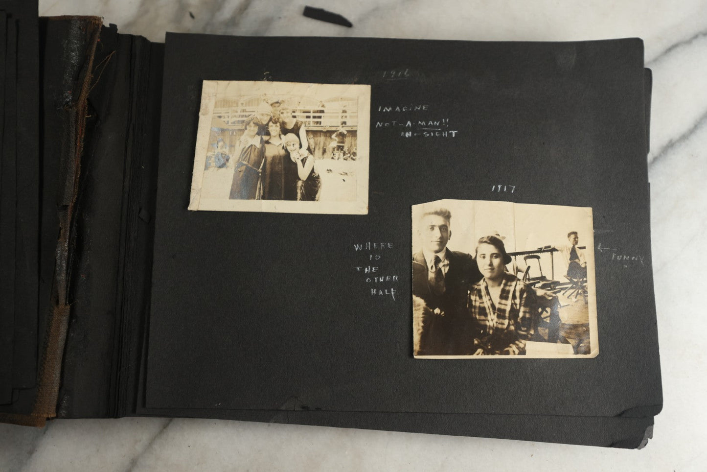 Lot 119 - Antique Snapshot Photo Album, Containing Approximately 100 Photographs With Captions, College Students, Fraternity Members, Scenes At The Beach, Early Swimwear, Circa 1915