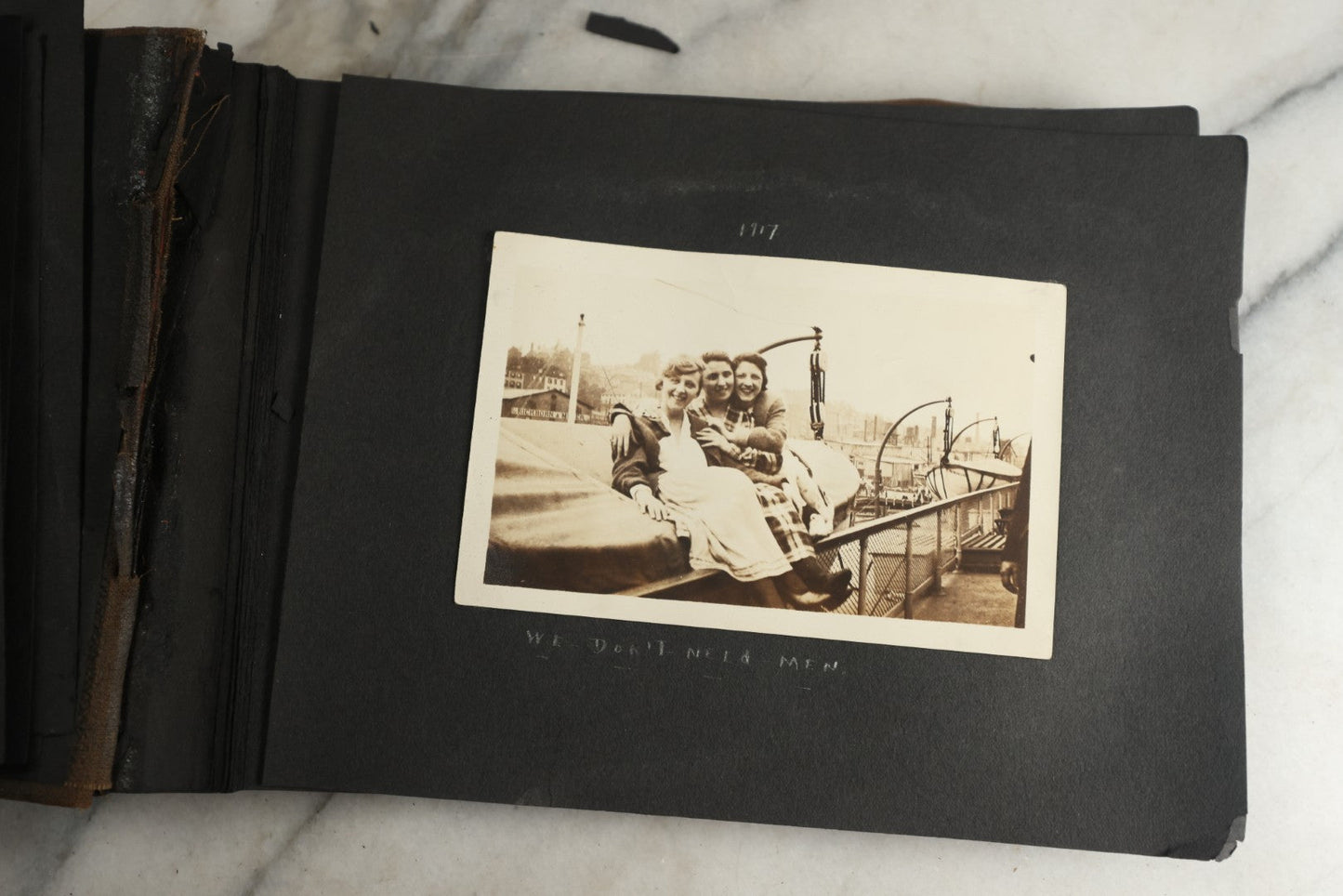 Lot 119 - Antique Snapshot Photo Album, Containing Approximately 100 Photographs With Captions, College Students, Fraternity Members, Scenes At The Beach, Early Swimwear, Circa 1915