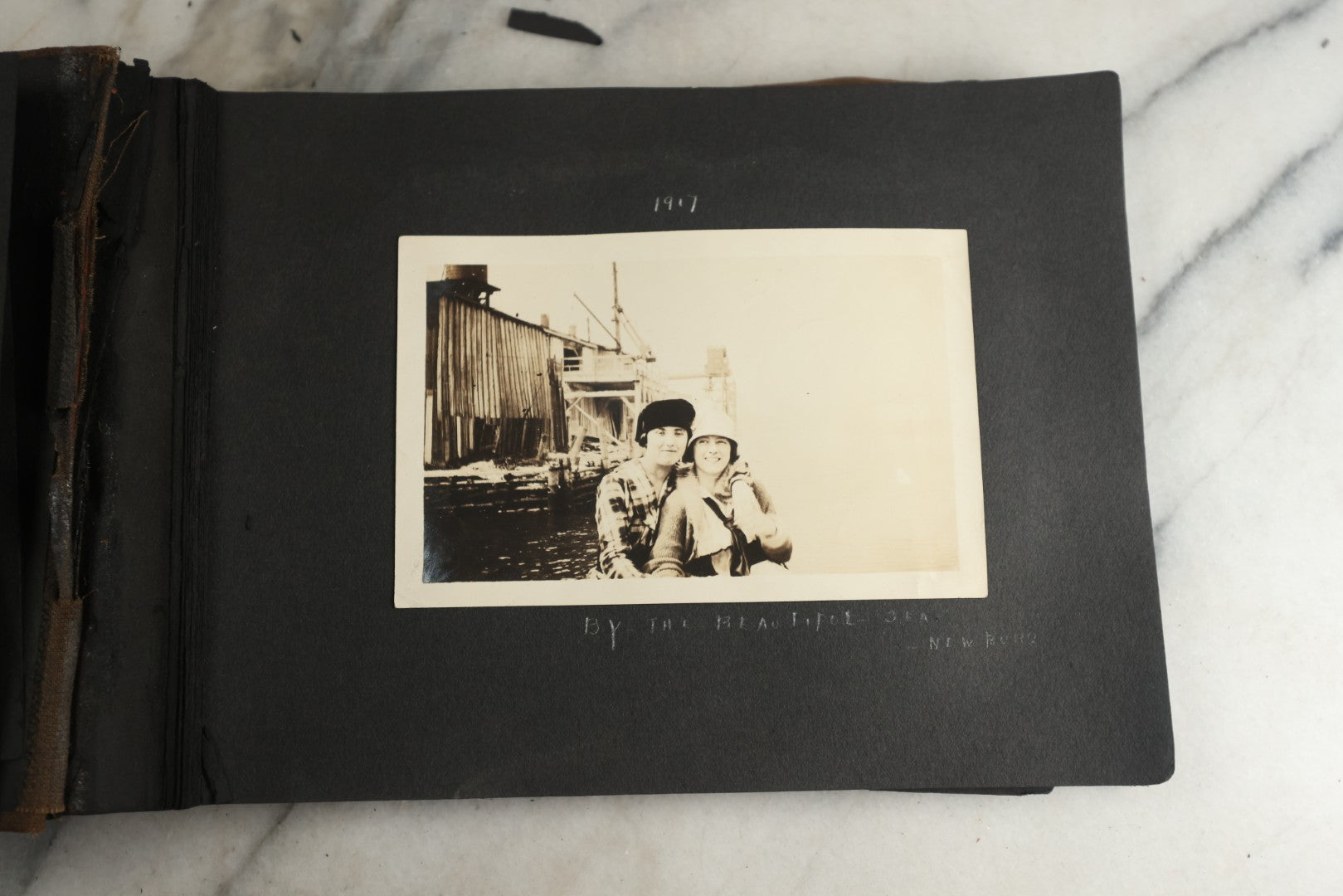 Lot 119 - Antique Snapshot Photo Album, Containing Approximately 100 Photographs With Captions, College Students, Fraternity Members, Scenes At The Beach, Early Swimwear, Circa 1915