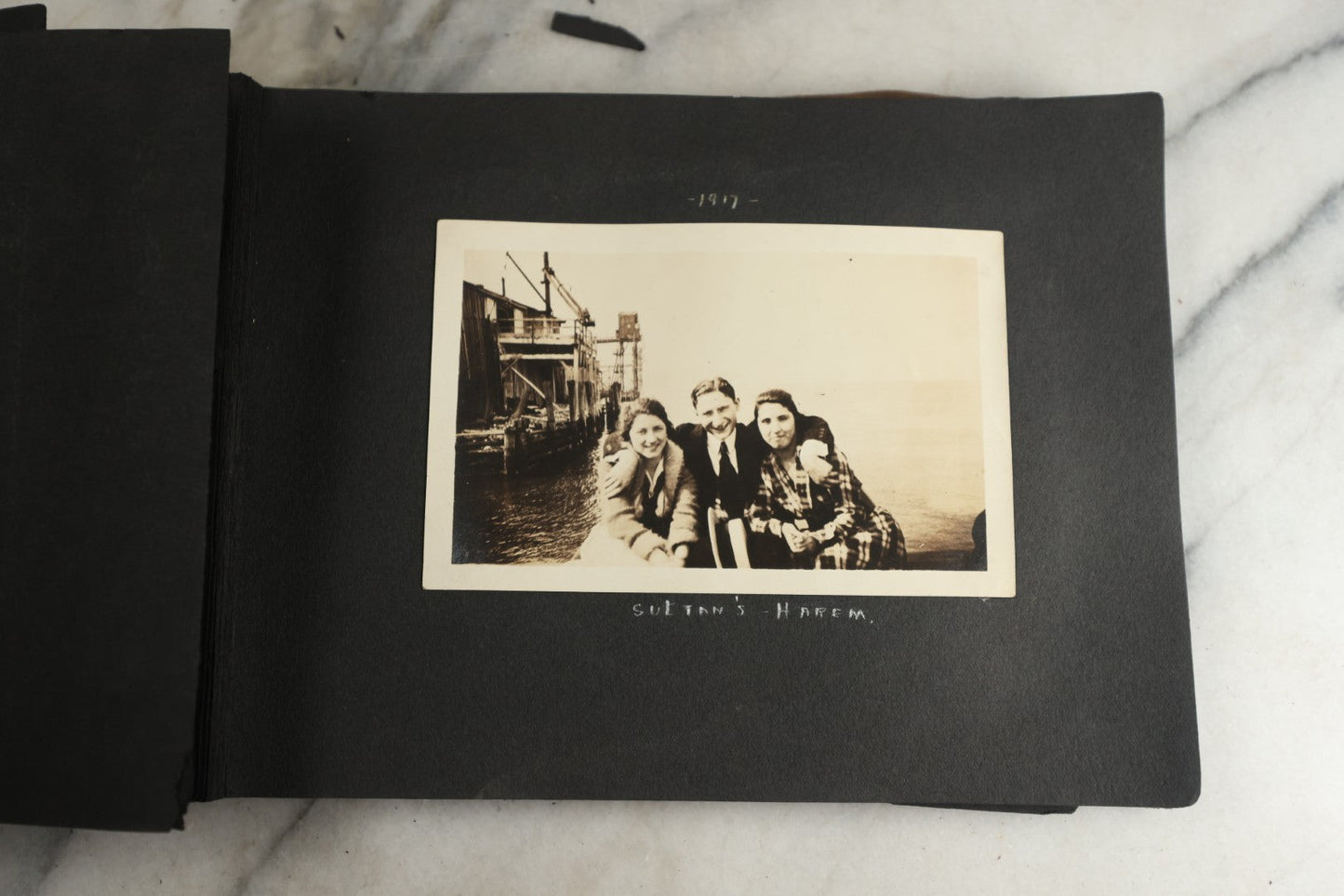Lot 119 - Antique Snapshot Photo Album, Containing Approximately 100 Photographs With Captions, College Students, Fraternity Members, Scenes At The Beach, Early Swimwear, Circa 1915