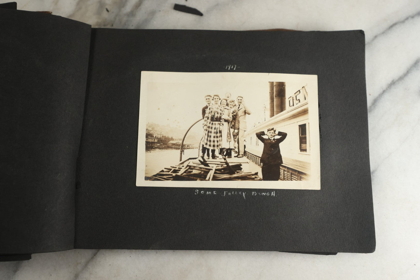 Lot 119 - Antique Snapshot Photo Album, Containing Approximately 100 Photographs With Captions, College Students, Fraternity Members, Scenes At The Beach, Early Swimwear, Circa 1915