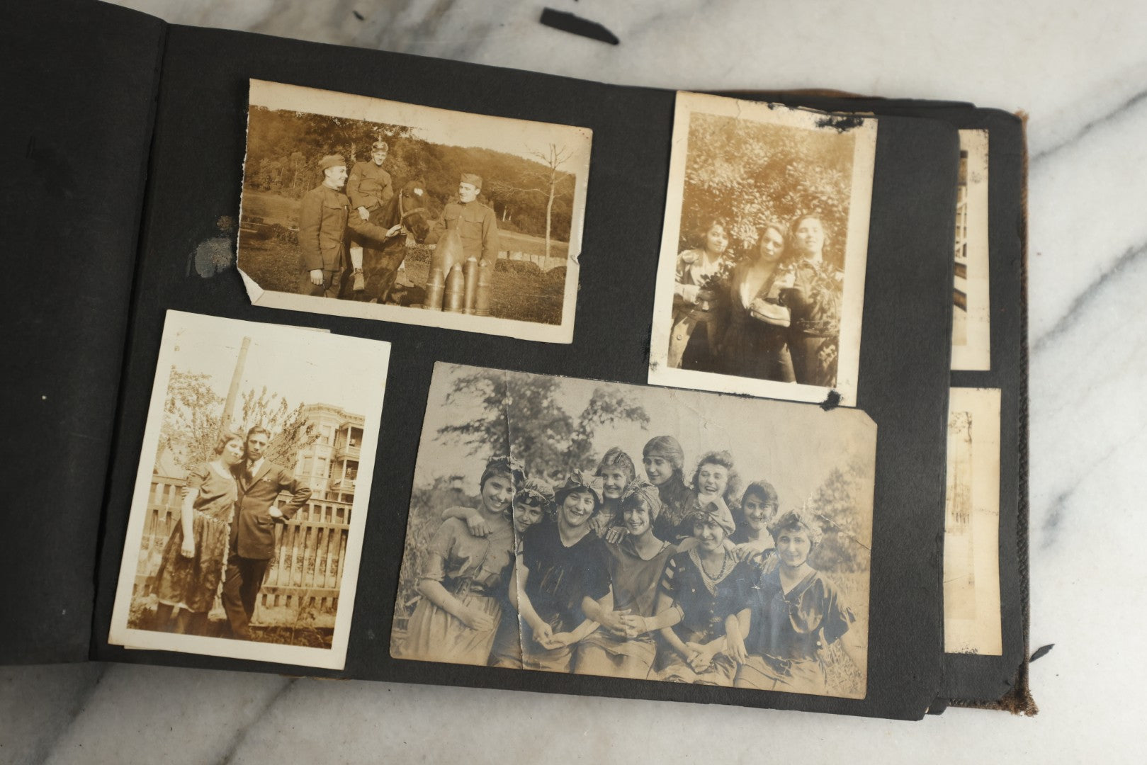 Lot 119 - Antique Snapshot Photo Album, Containing Approximately 100 Photographs With Captions, College Students, Fraternity Members, Scenes At The Beach, Early Swimwear, Circa 1915