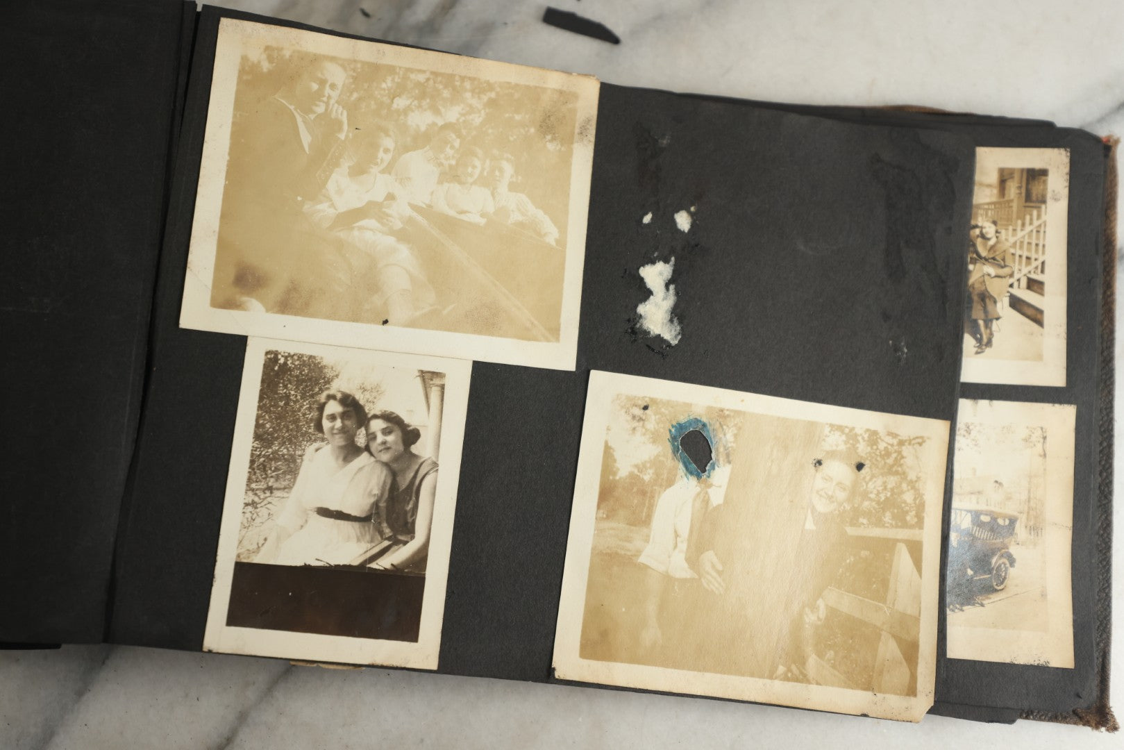 Lot 119 - Antique Snapshot Photo Album, Containing Approximately 100 Photographs With Captions, College Students, Fraternity Members, Scenes At The Beach, Early Swimwear, Circa 1915
