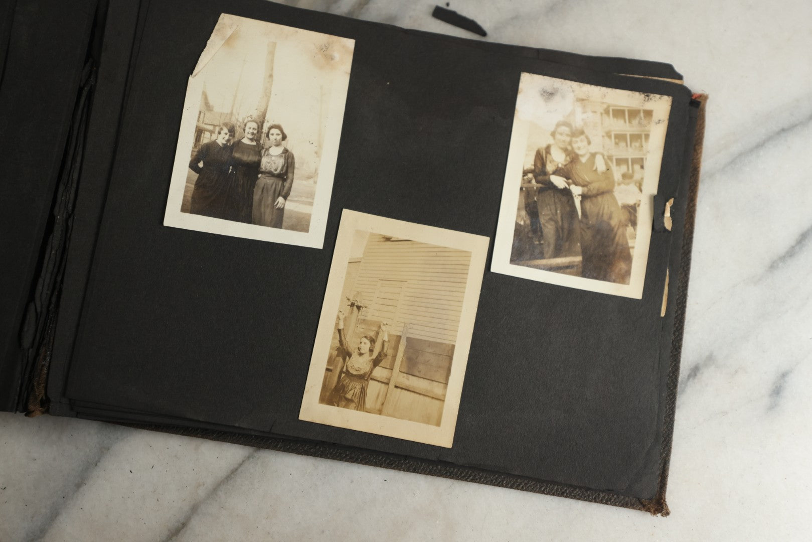 Lot 119 - Antique Snapshot Photo Album, Containing Approximately 100 Photographs With Captions, College Students, Fraternity Members, Scenes At The Beach, Early Swimwear, Circa 1915