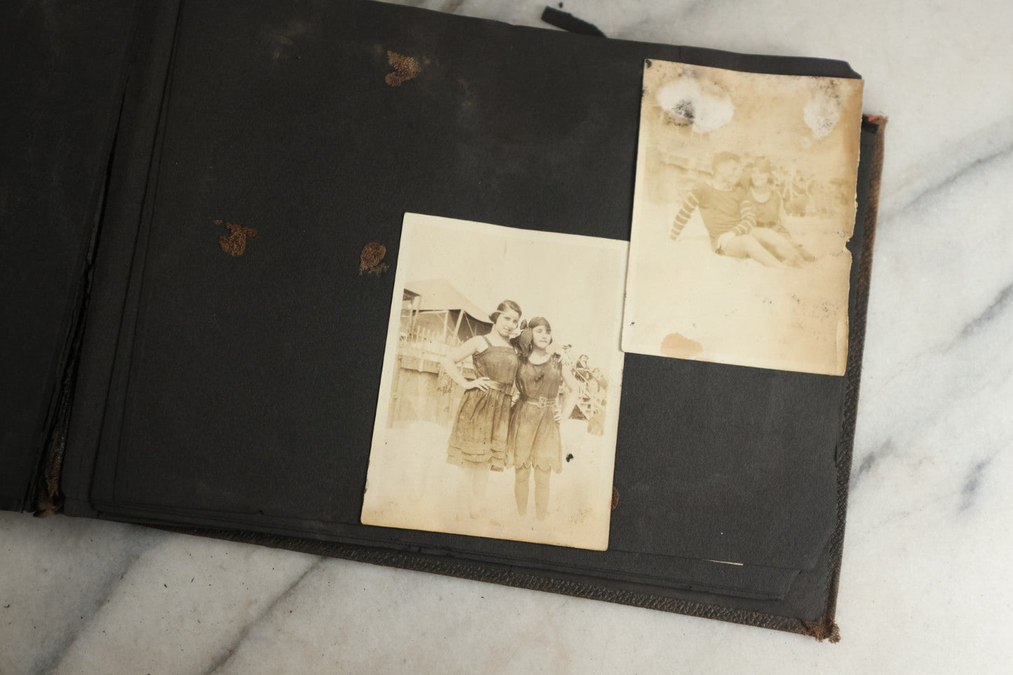 Lot 119 - Antique Snapshot Photo Album, Containing Approximately 100 Photographs With Captions, College Students, Fraternity Members, Scenes At The Beach, Early Swimwear, Circa 1915