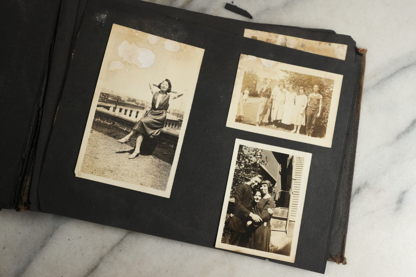 Lot 119 - Antique Snapshot Photo Album, Containing Approximately 100 Photographs With Captions, College Students, Fraternity Members, Scenes At The Beach, Early Swimwear, Circa 1915