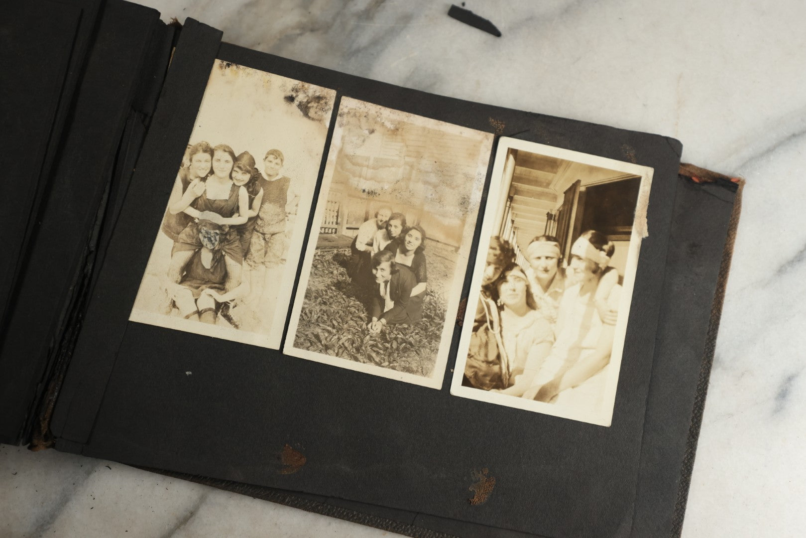 Lot 119 - Antique Snapshot Photo Album, Containing Approximately 100 Photographs With Captions, College Students, Fraternity Members, Scenes At The Beach, Early Swimwear, Circa 1915
