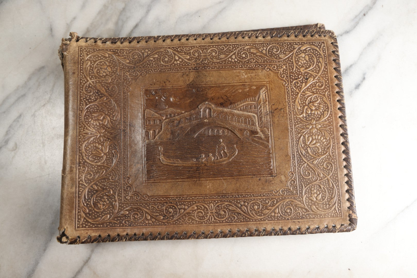 Lot 122 - Antique Snapshot Photo Album, Containing Approximately 100 Photographs With Captions In Czech, Detailed Pin Striping And Painting On Pages, Mostly Photos Of Travel Around Europe, Including Italy, The Alps, Croatia, Ukraine, And More, Circa 1920