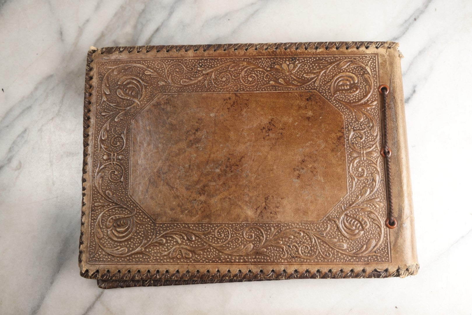 Lot 122 - Antique Snapshot Photo Album, Containing Approximately 100 Photographs With Captions In Czech, Detailed Pin Striping And Painting On Pages, Mostly Photos Of Travel Around Europe, Including Italy, The Alps, Croatia, Ukraine, And More, Circa 1920