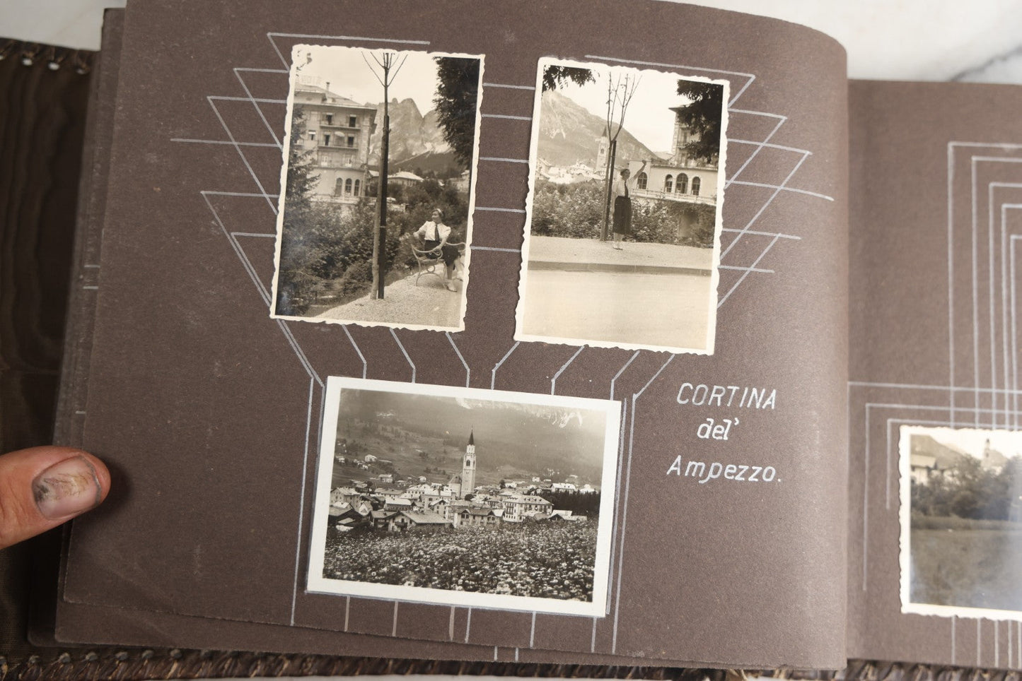 Lot 122 - Antique Snapshot Photo Album, Containing Approximately 100 Photographs With Captions In Czech, Detailed Pin Striping And Painting On Pages, Mostly Photos Of Travel Around Europe, Including Italy, The Alps, Croatia, Ukraine, And More, Circa 1920