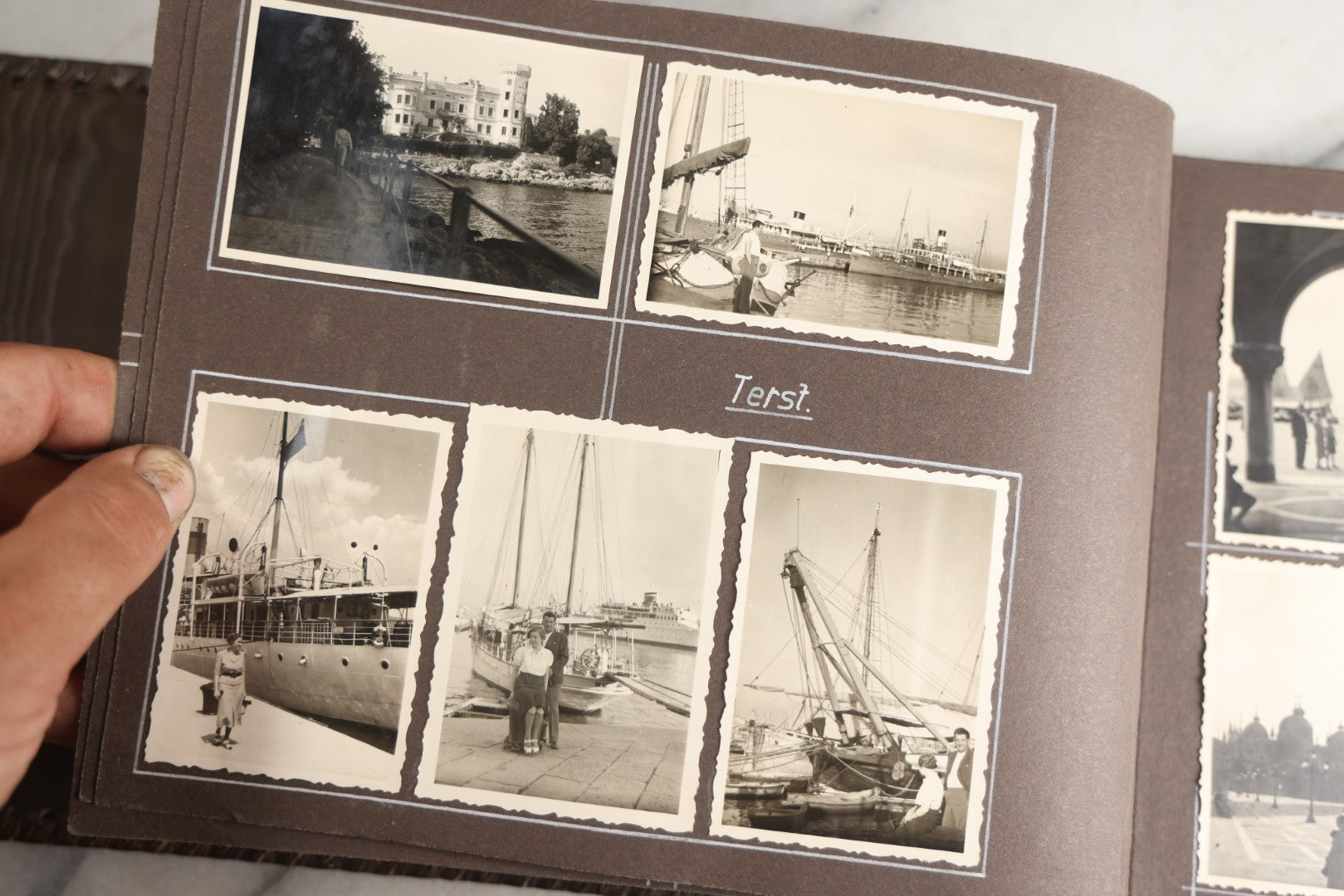 Lot 122 - Antique Snapshot Photo Album, Containing Approximately 100 Photographs With Captions In Czech, Detailed Pin Striping And Painting On Pages, Mostly Photos Of Travel Around Europe, Including Italy, The Alps, Croatia, Ukraine, And More, Circa 1920