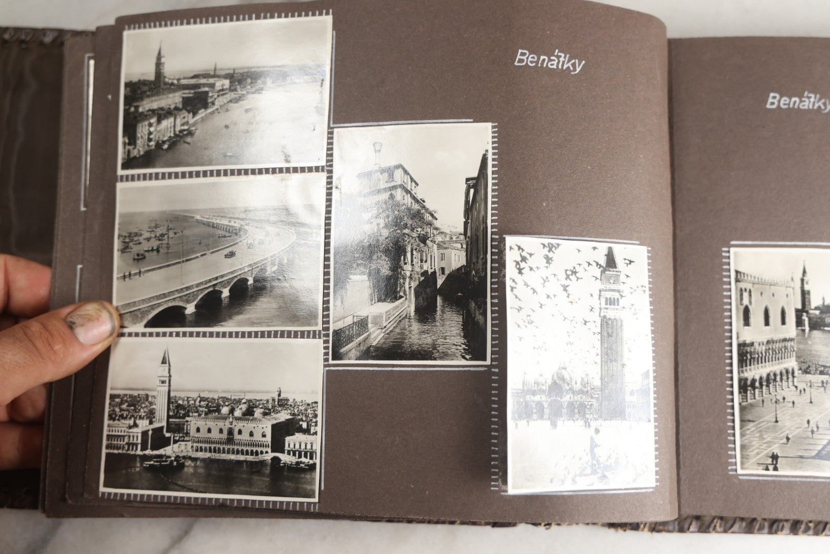Lot 122 - Antique Snapshot Photo Album, Containing Approximately 100 Photographs With Captions In Czech, Detailed Pin Striping And Painting On Pages, Mostly Photos Of Travel Around Europe, Including Italy, The Alps, Croatia, Ukraine, And More, Circa 1920