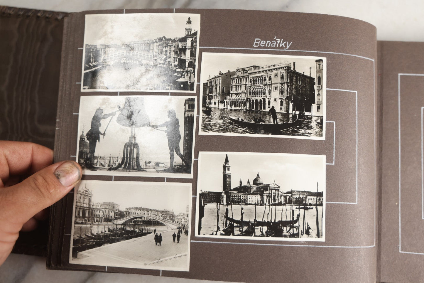 Lot 122 - Antique Snapshot Photo Album, Containing Approximately 100 Photographs With Captions In Czech, Detailed Pin Striping And Painting On Pages, Mostly Photos Of Travel Around Europe, Including Italy, The Alps, Croatia, Ukraine, And More, Circa 1920