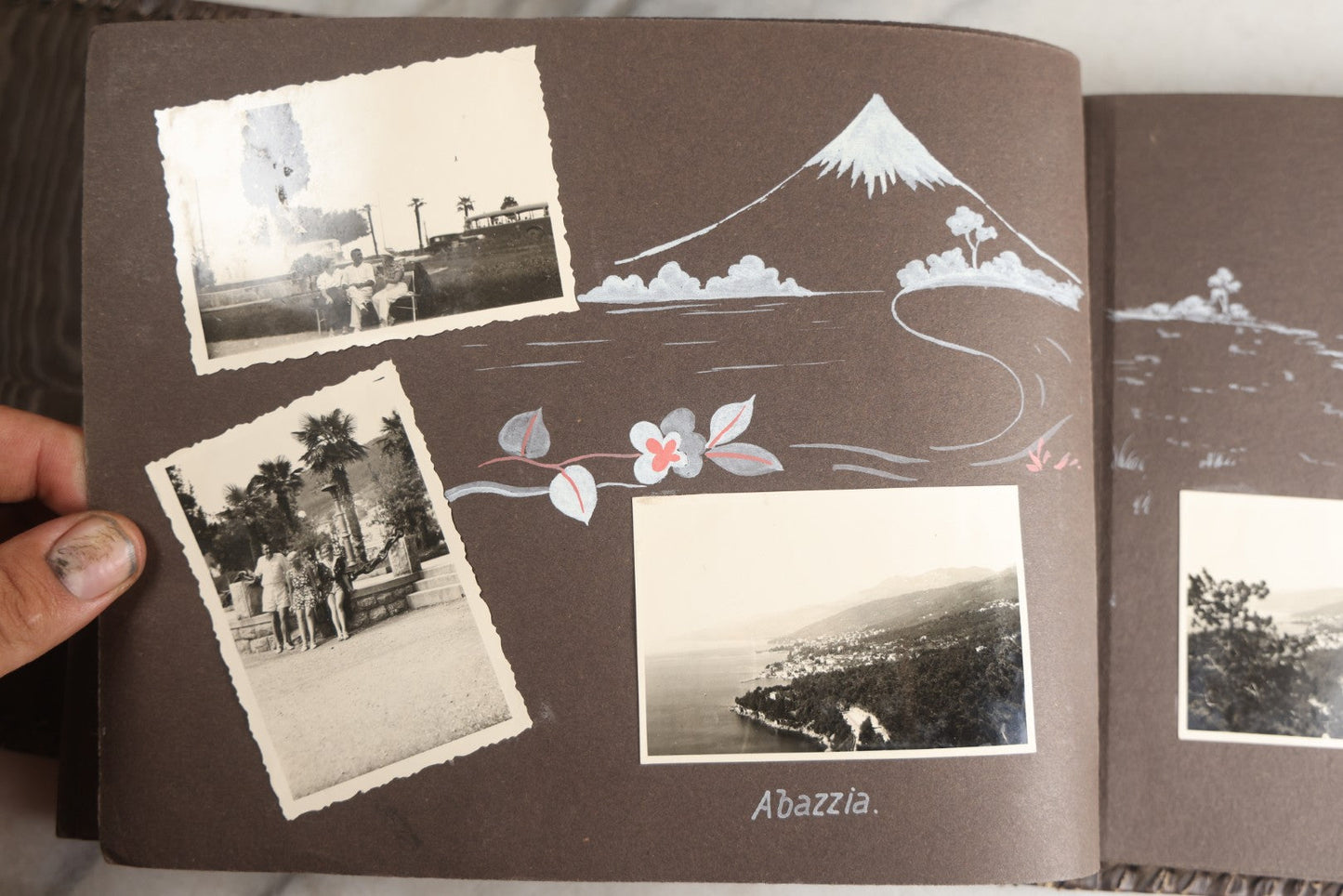Lot 122 - Antique Snapshot Photo Album, Containing Approximately 100 Photographs With Captions In Czech, Detailed Pin Striping And Painting On Pages, Mostly Photos Of Travel Around Europe, Including Italy, The Alps, Croatia, Ukraine, And More, Circa 1920