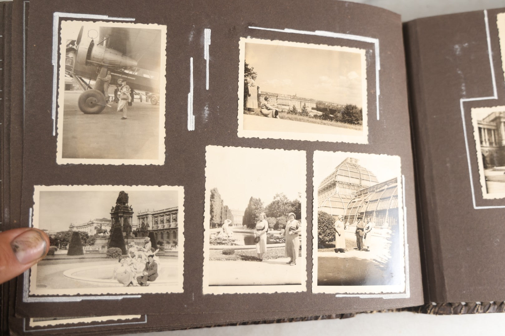 Lot 122 - Antique Snapshot Photo Album, Containing Approximately 100 Photographs With Captions In Czech, Detailed Pin Striping And Painting On Pages, Mostly Photos Of Travel Around Europe, Including Italy, The Alps, Croatia, Ukraine, And More, Circa 1920