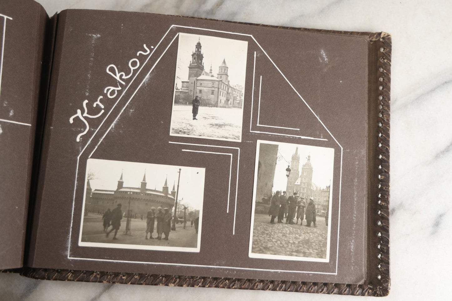 Lot 122 - Antique Snapshot Photo Album, Containing Approximately 100 Photographs With Captions In Czech, Detailed Pin Striping And Painting On Pages, Mostly Photos Of Travel Around Europe, Including Italy, The Alps, Croatia, Ukraine, And More, Circa 1920