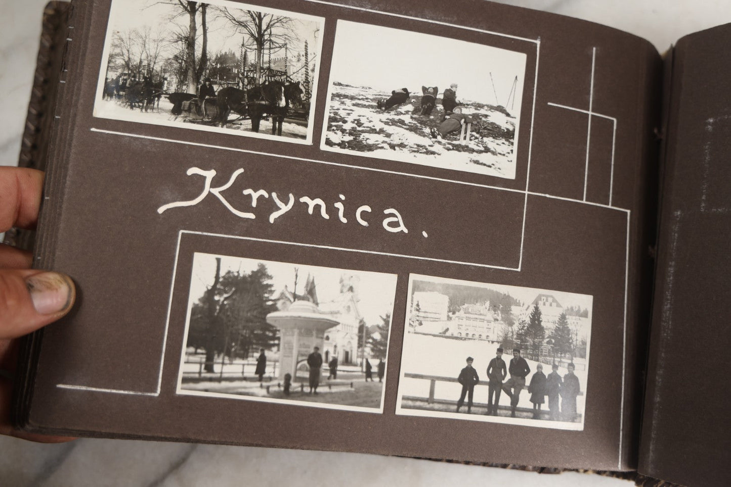 Lot 122 - Antique Snapshot Photo Album, Containing Approximately 100 Photographs With Captions In Czech, Detailed Pin Striping And Painting On Pages, Mostly Photos Of Travel Around Europe, Including Italy, The Alps, Croatia, Ukraine, And More, Circa 1920