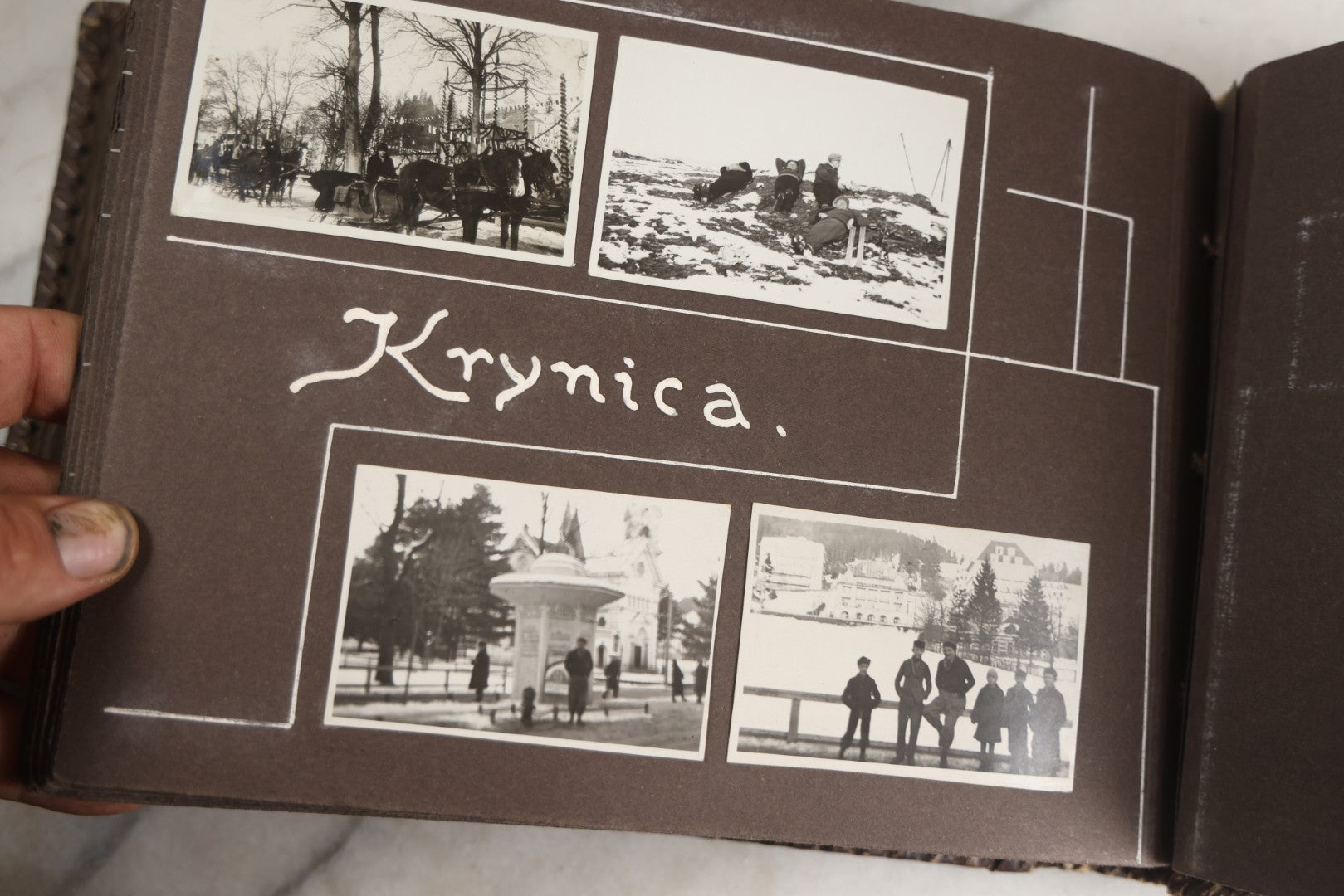Lot 122 - Antique Snapshot Photo Album, Containing Approximately 100 Photographs With Captions In Czech, Detailed Pin Striping And Painting On Pages, Mostly Photos Of Travel Around Europe, Including Italy, The Alps, Croatia, Ukraine, And More, Circa 1920