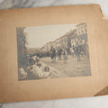 Lot 123 - Antique Boarded Photograph Of A Parade, Likely Fourth Of July, Including Man In Uncle Sam Costume Horseback Mounted Military, Onlookers, American Flags, Downtown Area, Possibly Baltimore Maryland, Verso Marked John Hopkins