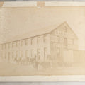 Lot 124 - Antique Boarded Occupational Photograph Of The Clarke Bros & Co. Bolts And Nuts Office And Warehouse Building With Train Car, Cattle, Horses, And Workers In Image