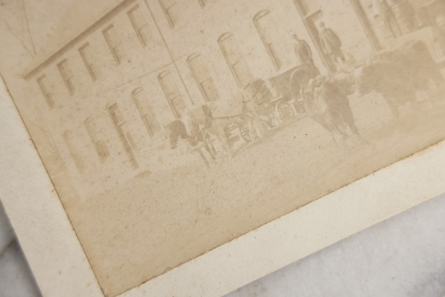 Lot 124 - Antique Boarded Occupational Photograph Of The Clarke Bros & Co. Bolts And Nuts Office And Warehouse Building With Train Car, Cattle, Horses, And Workers In Frame
