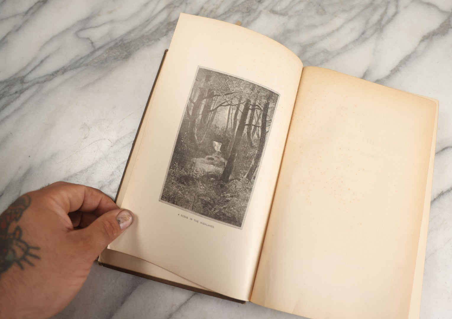 Lot 134 - "The Lady Of The Lake" Antique Poetry Book By Sir Walter Scott, Illustrated, Decorative Brown Cloth Boards With Red And Black Floral And Scroll Design, Gilt Title Panel, Nims & Knight, Publishers, Troy, N.Y., 1884