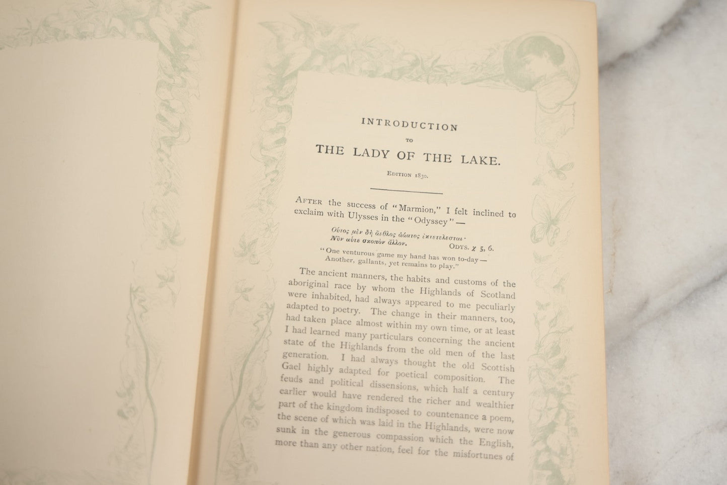 Lot 134 - "The Lady Of The Lake" Antique Poetry Book By Sir Walter Scott, Illustrated, Decorative Brown Cloth Boards With Red And Black Floral And Scroll Design, Gilt Title Panel, Nims & Knight, Publishers, Troy, N.Y., 1884