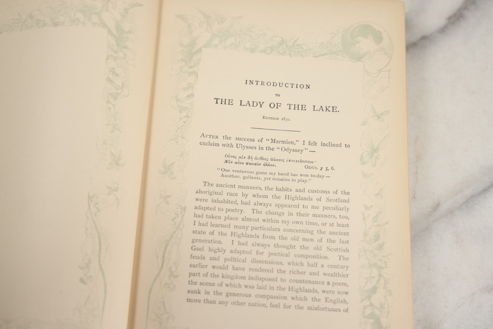 Lot 134 - "The Lady Of The Lake" Antique Poetry Book By Sir Walter Scott, Illustrated, Decorative Brown Cloth Boards With Red And Black Floral And Scroll Design, Gilt Title Panel, Nims & Knight, Publishers, Troy, N.Y., 1884