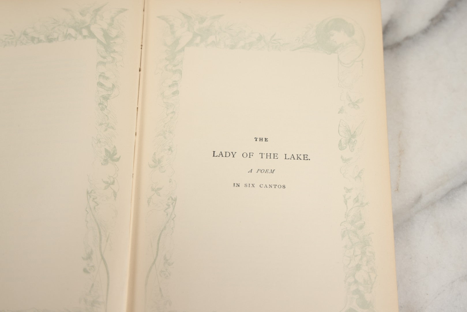 Lot 134 - "The Lady Of The Lake" Antique Poetry Book By Sir Walter Scott, Illustrated, Decorative Brown Cloth Boards With Red And Black Floral And Scroll Design, Gilt Title Panel, Nims & Knight, Publishers, Troy, N.Y., 1884
