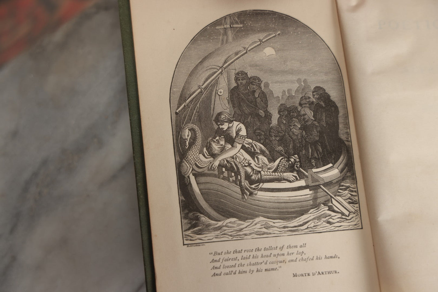 Lot 137 - "The Poetical Works Of Alfred Tennyson" Antique Poetry Book, Complete Illustrated Edition, Decorative Green Cloth Boards With Elaborate Gilt Floral And Geometric Design, Thomas Y. Crowell & Co., Publishers, New York, Circa Late 19th Century