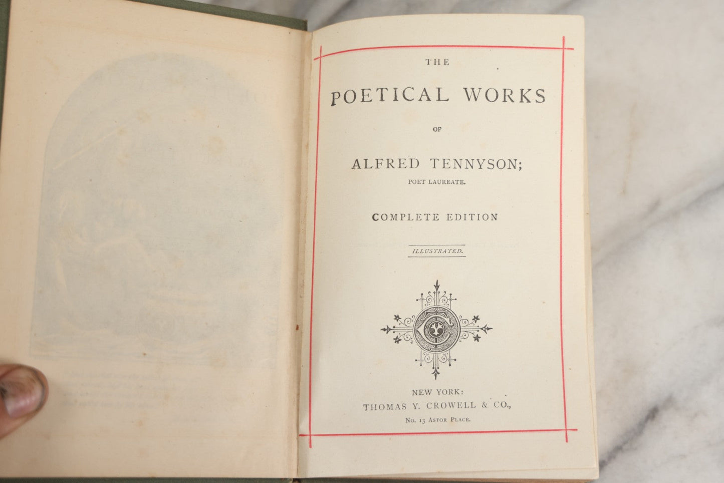 Lot 137 - "The Poetical Works Of Alfred Tennyson" Antique Poetry Book, Complete Illustrated Edition, Decorative Green Cloth Boards With Elaborate Gilt Floral And Geometric Design, Thomas Y. Crowell & Co., Publishers, New York, Circa Late 19th Century
