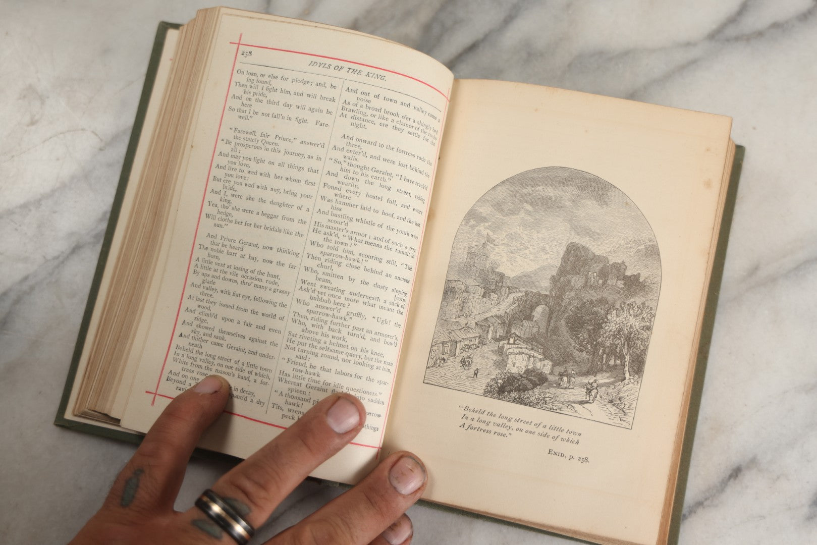 Lot 137 - "The Poetical Works Of Alfred Tennyson" Antique Poetry Book, Complete Illustrated Edition, Decorative Green Cloth Boards With Elaborate Gilt Floral And Geometric Design, Thomas Y. Crowell & Co., Publishers, New York, Circa Late 19th Century